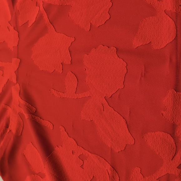 Waverly Grey drop waist halter dress-red sheer embroidered overlay flare skirt S - Picture 10 of 12